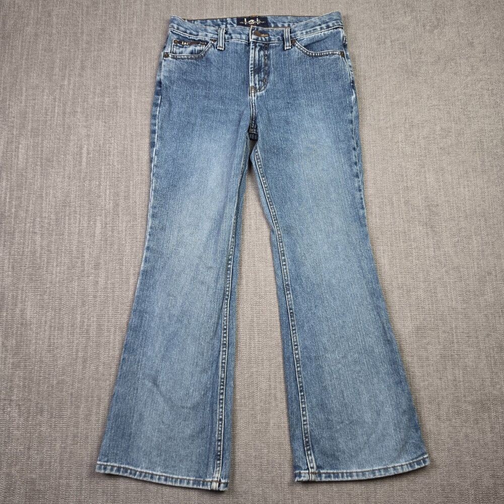 Vintage LEI Womens Flare Leg Jeans Medium Wash Mid Rise 30x28 Y2K Grunge 90s
